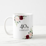 Blush Bourgogne Flowers 40th Birthday Party Gift Koffiemok<br><div class="desc">Blush Burgundy Flowers 40th Birthday Party Gift Coffee Mok Beauful Burgundy and Blush Design Geschikt voor 's avonds</div>