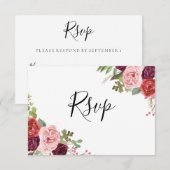 Blush & Bourgogne Flowers Alle keren RSVP (Voorkant / Achterkant)