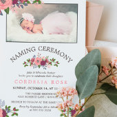 Blush & Bourgogne Flowers - Naming Ceremony Kaart