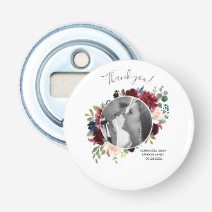 Blush Bourgogne Foto Floral Elegant Wedding Bottl Button Flesopener