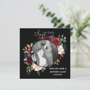 Blush Bourgogne Foto Floral Elegante Waterverf Sav Save The Date