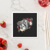 Blush Bourgogne Foto Monogram Floral Weddenschap Servet (Insitu)
