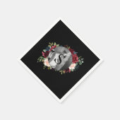 Blush Bourgogne Foto Monogram Floral Weddenschap Servet (Hoek)