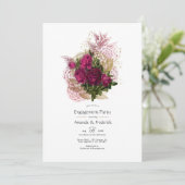 Blush Bourgogne Gold Shabby Floral Engagement Part Kaart (Staand voorkant)