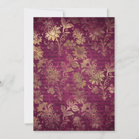 Blush Bourgogne Gold Shabby Floral Wedding QR Code Kaart (Achterkant)