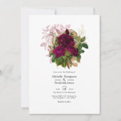 Blush Bourgogne Gold Shabby Floral Wedding QR Code Kaart (Voorkant)