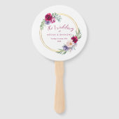 Blush Bourgogne & Gouden Bloom Bloemen Rustiek Handwaaier (Achterkant)