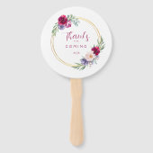 Blush Bourgogne & Gouden Bloom Bloemen Rustiek Handwaaier (Voorkant)