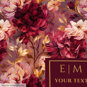  Blush Bourgogne Gouden Waterverf Bloemen Fleece Deken