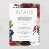 Blush Bourgogne Kaart voor Floral Wedding Details (Voorkant)