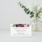 Blush Bourgogne marine Floral Fall Wedding Registr Informatiekaartje (Staand voorkant)