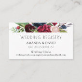 Blush Bourgogne marine Floral Fall Wedding Registr Informatiekaartje (Voorkant)