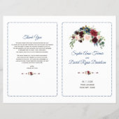 Blush Bourgogne Marsala Floral Wedding Programme Flyer (Voorkant)