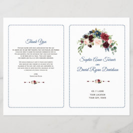 Blush Bourgogne Marsala Floral Wedding Programme Flyer