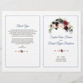 Blush Bourgogne Marsala Floral Wedding Programme Flyer (Voorkant)