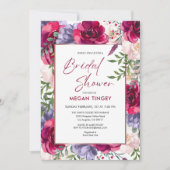 Blush Bourgogne & Navy Blue Bloemen Vrijgezellenfe Kaart (Voorkant)