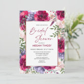 Blush Bourgogne & Navy Blue Bloemen Vrijgezellenfe Kaart (Staand voorkant)