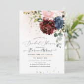 Blush Bourgogne Navy Waterverf Rozen Kaart (Staand voorkant)