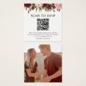 Blush Bourgogne QR Code Photo Weddenschap RSVP Kaa Vierkante Visitekaartjes (Voorkant /achterkant)