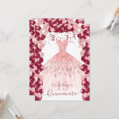 Blush Bourgogne Quinceañera Balononuitnodiging Kaart (Voorkant / Achterkant in situ)