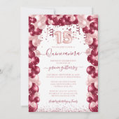 Blush Bourgogne Quinceañera Balononuitnodiging Kaart (Achterkant)