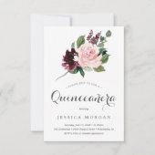 Blush Bourgogne Quinceanera Invitation Kaart (Voorkant)