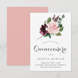 Blush Bourgogne Quinceanera Invitation Kaart