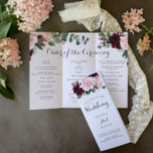 Blush Bourgogne Tri-Fold Wedding Program Memory Flyer