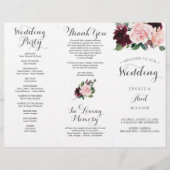Blush Bourgogne Tri-Fold Wedding Program Memory Flyer (Voorkant)