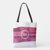 Blush & Bourgogne Waterverf Bladkrans Monogram Tote Bag (Achterkant)