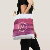 Blush & Bourgogne Waterverf Bladkrans Monogram Tote Bag (Dichtbij)