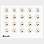 Blush Bourgogne Waterverf Bloemen Retouradres Ronde Sticker (Vel)