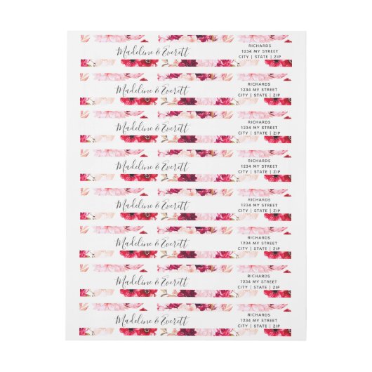 Blush Bourgogne Waterverf Floral Monogram Bruiloft (Vel)