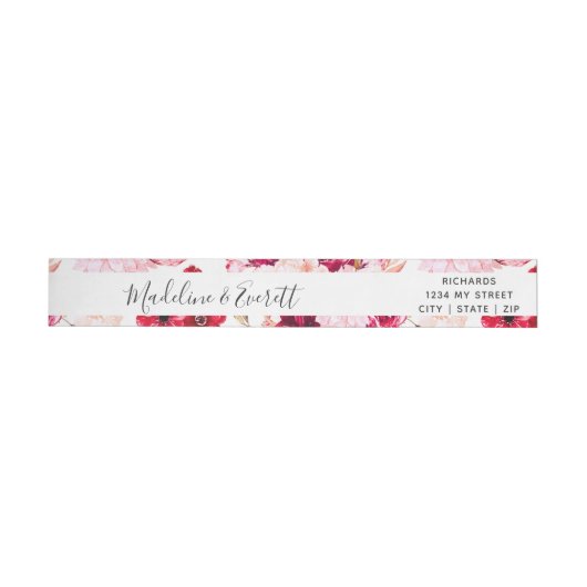 Blush Bourgogne Waterverf Floral Monogram Bruiloft (Individueel)