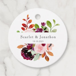 Blush Bourgogne Waterverf herfst Floral Wedding Bedankjes Labels