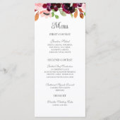 Blush Bourgogne Waterverf herfst Floral Wedding Menu (Voorkant)