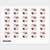Blush Bourgogne Waterverf herfst Floral Wedding Ronde Sticker (Vel)