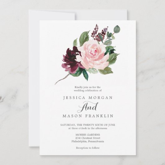 Blush Bourgogne Weddenschap Kaart (Voorkant)