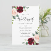 Blush & Bourgogne Wedding Live Stream Option Kaart (Staand voorkant)