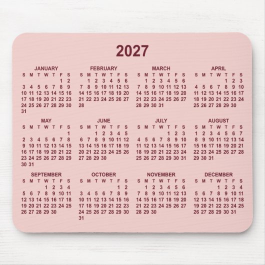 Blush Bourgondië 2027 Agenda Muismat (Voorkant)