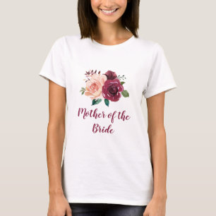 Blush Bourgondië Bloemen Moeder van de bruid T-shirt