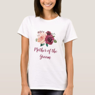 Blush Bourgondië Bloemen Moeder van de bruidegom B T-shirt