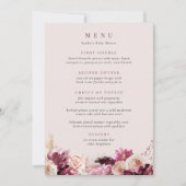 Blush & Bourgondië Bloemen Rand Menu Kaart (Voorkant)