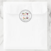 Blush Bourgondië Bloemen Retouradres Envelope Seal Ronde Sticker (Tas)
