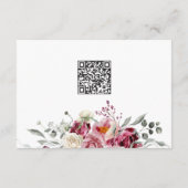 Blush & Bourgondië Bloemen Wedding QR Code Details Informatiekaartje (Achterkant)
