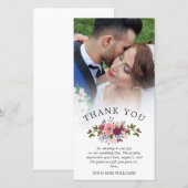 Blush & Bourgondië bruiloft Dank u Foto Bedankkaart (Voorkant / Achterkant)