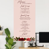 Blush & Bourgondië Chrysanthemum Wedding Menu Poster (Thuiskantoor)
