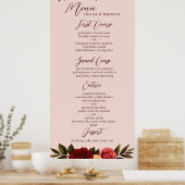 Blush & Bourgondië Chrysanthemum Wedding Menu Poster (Keuken)