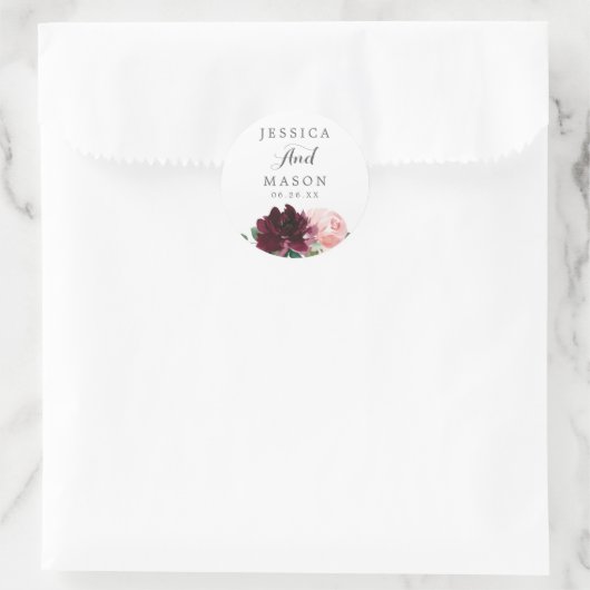 Blush Bourgondië Favor Stickers Envelope Seals (Tas)