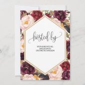 Blush Bourgondië Floral Bridal Douche Uitnodiging (Achterkant)